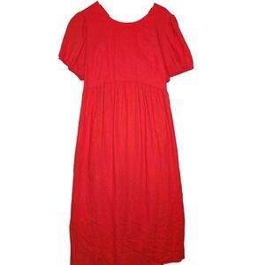 NWT Scoop Woman's Linen blend Red Midi Dress‎ Size XL (16-18) Open Back